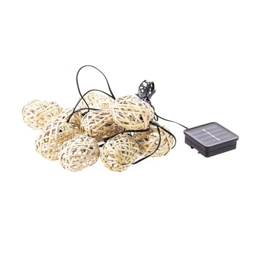 Xanlite - GRL5NAT - Guirlande solaire Naturelle - 5m - IP44 - 10 Ampoules - Rotin