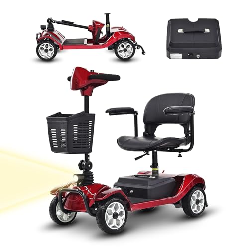 ROBTWOK Mobility Scooter for Adults - 4-Wheel, 330lbs Capacity, 15Miles Long Range, Foldable Heavy Duty Mobile for Seniors, Elderly, Removable Battery, with Headlight, Charger & Basket