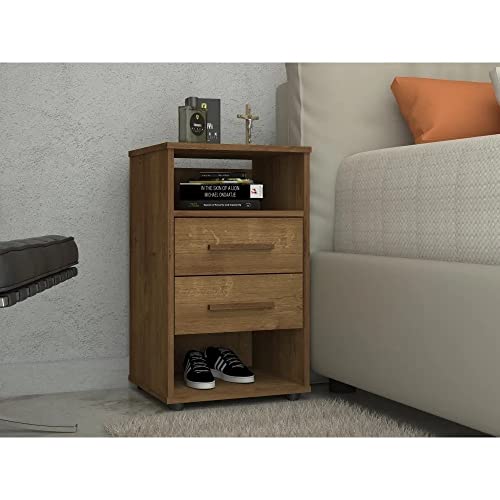 Mesa de cabeceira 2 gavetas e 2 nichos Monet Canela