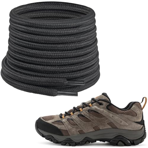 NDTEZUGT Merrell Moab�u�[�c�p�C�Ђ� 13/64�C���`(5mm) �u�[�c���E���h�V���[���[�X �X�g�����O�����p���[�X �n�C�L���O�V���[�Y�p, �u���b�N, 36''/92cm