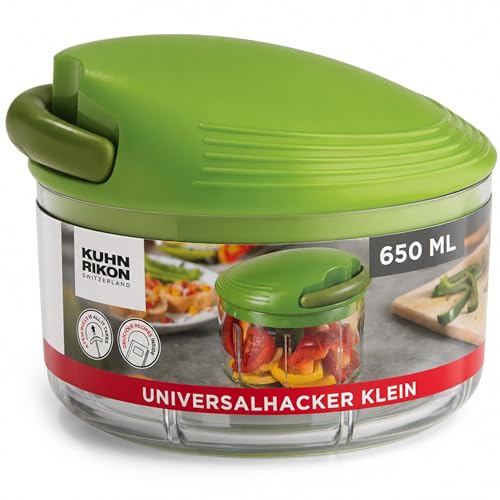 KUHN RIKON Pull Chop Universalhacker klein, grün, 0.65 L, Universalhacker schneidet Kräuter, Gemüse, Früchte und vieles mehr