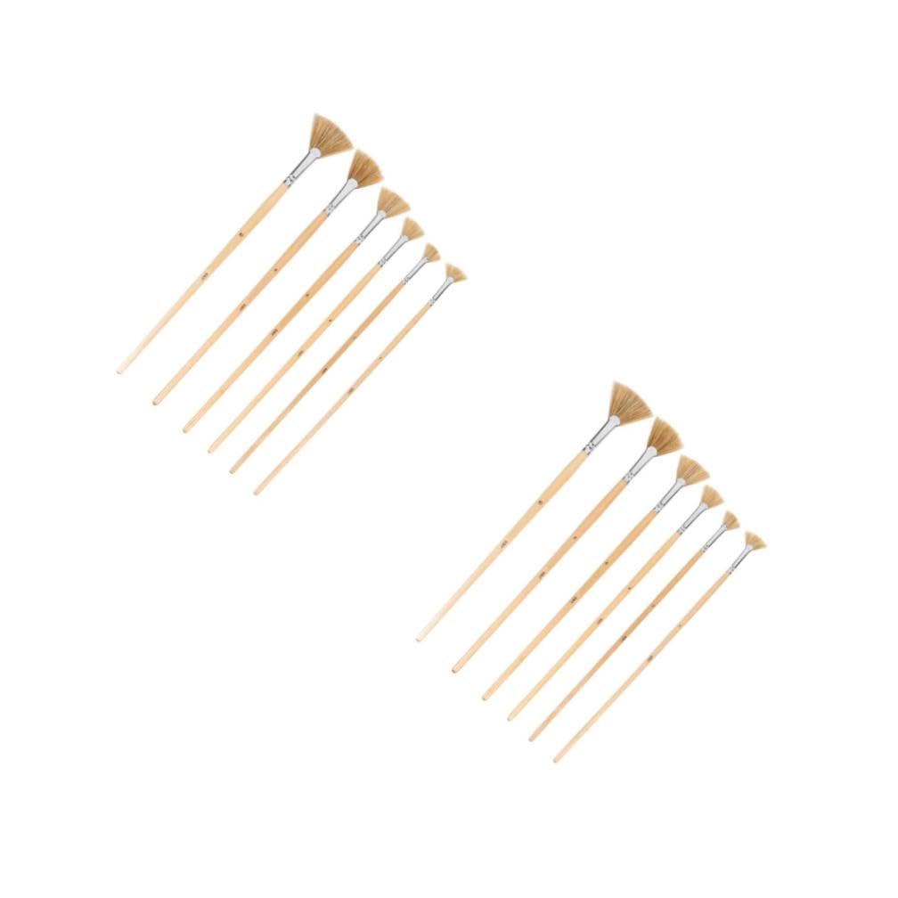 Operitacx 12pezzi Pennello Ventaglio Professionale Per Da Pennelli Multi-funzione Resistenti All Usura Per Progetti Artistici e Pulizia Facile