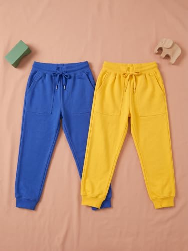 Image of KiddoPanti Boys Solid Fleece Track Pants | Cotton Poly Fleece Fabric | Ankle Length Bottom Rib | 2 Front Patch Pocket | Elastic Waist & Drawcord | Jogger Track Pants for Boys