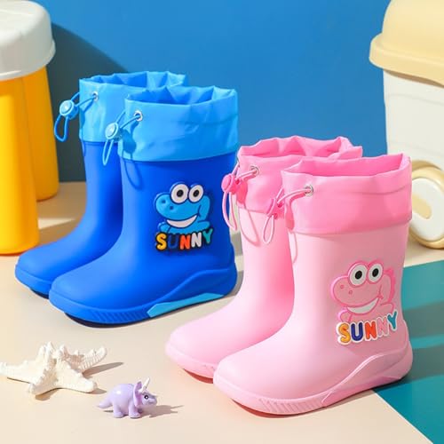 Boys Girls Dinosaur Rainboots Easy-On Lightweight Waterproof Rubber Boots Adjustable Outdoor Playing Rain Boots2