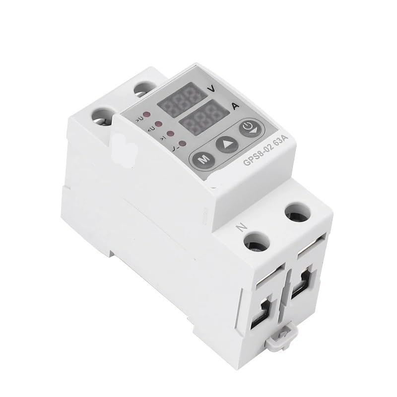 Single Phase Voltage Protector 40A 63A 80A Din Rail 230V Adjustable Voltage Protector Relay with Current Protection 1Pcs(GPS8-02-Upper Wiring,40A)