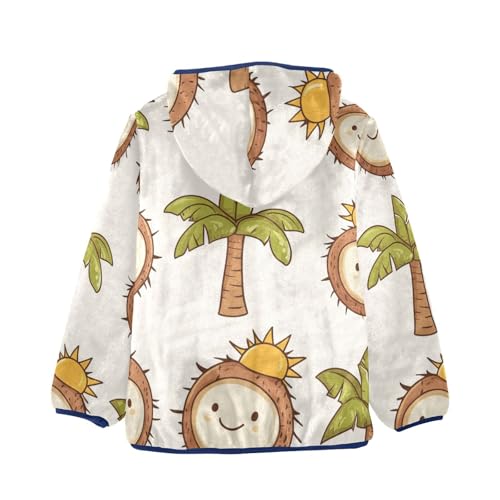 Coconut Fruit and Coconut Tree Girls Fleece Jacket Girls Fall Jacket Girls Zip Up Hoodie Girls Sherpa Jacket 2-10T2