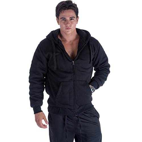 Facitisu Heavyweight Sherpa Lined Fleece Hoodie Sweatshirts for Men Winter Zip Plus Size Jacket2