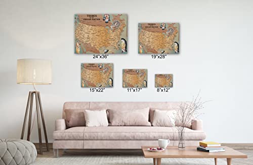 Spiritualhands Native American Indian Decor For Office Wall Art , Framed Art Canvas Western Home Decor Native American Art For Southwestern Decor, Print Wall Canvas Indian Decorations, Wolf Decor (Native Americans Map, 40" X 60" - Ready To Hang) #TOP1