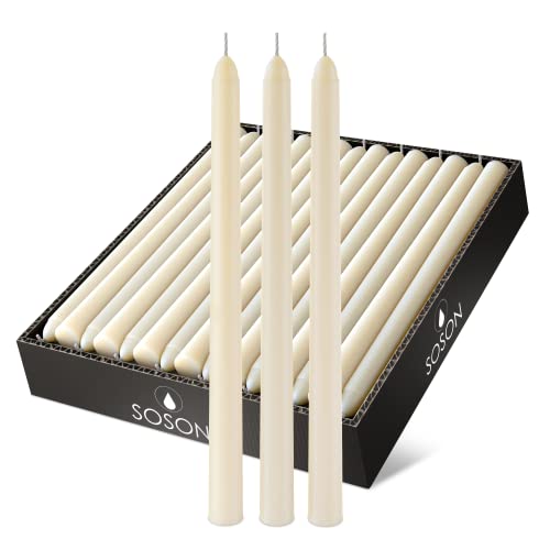 Simply Soson 12 inch Taper Candles Bulk 30 Pack Ivory Candle Sticks