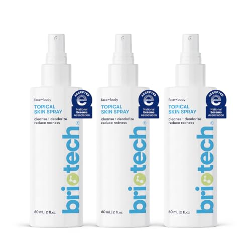 Image of BRIOTECH Topical Skin Spray, Hypochlorous Acid Spray for Sensitive Skin, HOCl Facial Mist, Full Body Support Against Irritation, Calm Redness, Soothe Foot & Scalp, 2 oz Travel Size (Pack of 3)