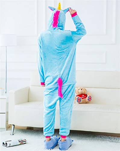 Fantasia Kigurumi Unicórnio Azul Festa do Pijama Tamanho: P 36-38