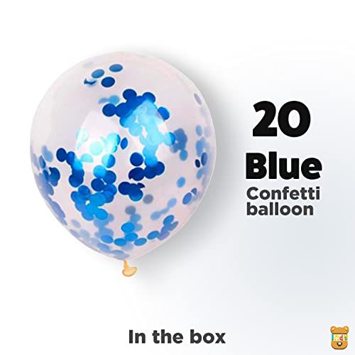 Image of ITAF Blue Glitter Transparent Confetti Balloons For Balloon Garland /Birthday /Anniversary /Baby Shower /Bachelorette /Engagement & Cocktail Party Decorations - Pack of 20