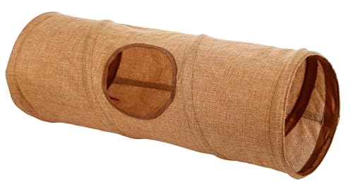 Kerbl Pet Tunnel pour rongeurs, Tunnel de Jeu, Jouet pour rongeurs, Marron, 50 cm, Ø 18 cm, Toile, Rongeurs, Peu encombrant, 3 entrées