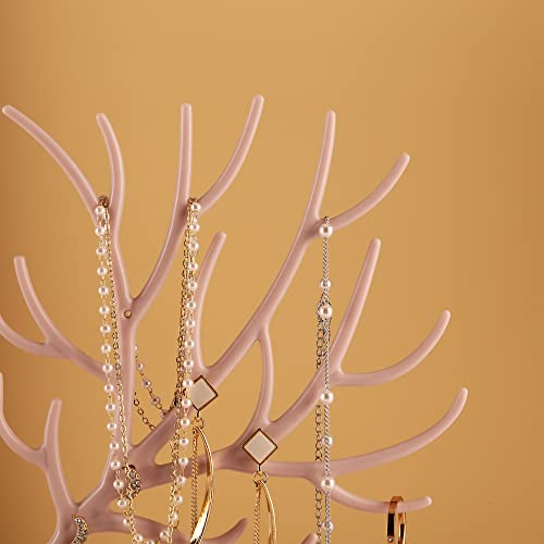 MORE&LESS Red Artificial Leather and Red Crystal Handle Deer Jewelry Display Rack for Ring Earrings Necklace Bracelet - Image 4
