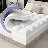 downluxe 4 Inch Full Size Memory Foam Mattress Topper Pro Dual Layer 2 Inch Cooling Gel Egg Crate Memory Foam Plus 2 Inch Pillow Top Medium Firm with Deep Pocket