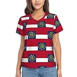 Tissu doux et extensible : fabriquées avec un tissu doux, extensible et léger, ces chemises imprimées drapeau de l'État de Géorgie pour femme offrent une excellente respirabilité et flexibilité, assurant un confort tout au long de la journée