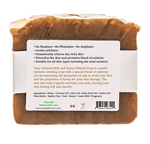 Taza Premium Oatmeal Milk & Honey Natural Soap (Pack Of 3) Ea. 5.3 Oz (150 G) Radiant Skin Contains: Coconut, Olive, And Palm Fruit Oils, Shea Butter, Kaolin Clay, Oats, Honey, Goats Milk #TOP2