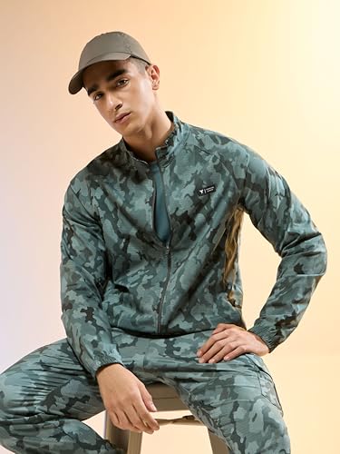 Image of TECHNOSPORT Men's Slim Fit Printed Regular Jacket With TS Flexi, SPF50+, Quick Dry for Regular Use