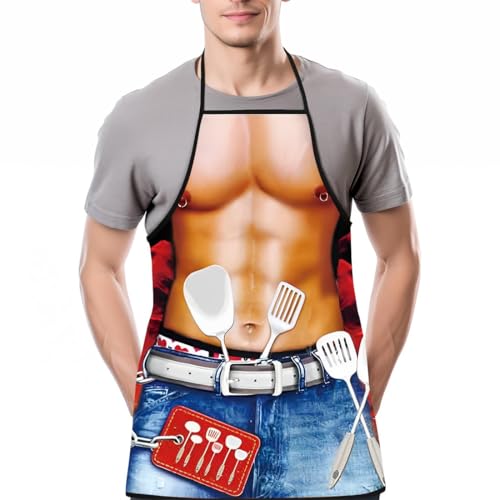 KUMSODE Tablier De Cuisine Pour Homme Tablier RigoloTablier de Cuisine Fantaisie Creatif,Sexy et drôle - pour Barbecue Fête Cadeau pour Homme Cadeau Pour Les Hommes