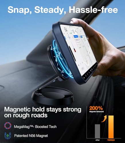 Image of TORRAS Strong Magnetic & Seamless Stand for iPhone 16 Pro Case, [18N Mighty Magnetic] [12FT Mil-Grade Drop Tested] [Fit for MagSafe] Kickstand Protective Slim Phone Case for iPhone 16 Pro 6.3 inch, Blue