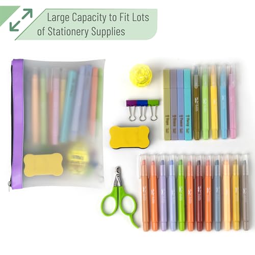 Image of Mr. Pen- Clear Pencil Pouch, 9 inch x 6.88 inch, 3 Pack, Durable TPU Material | Large Water-Resistant Pencil Bags with Smooth Zipper, Multipurpose Clear Pouch for Stationery, School, Office