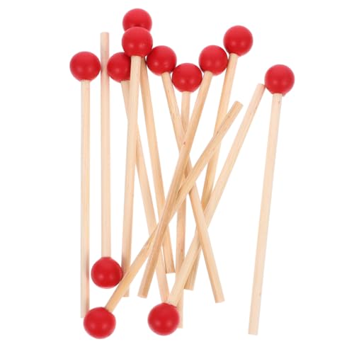 JOINPAYA 12個木製パーカッションマレット 子供用楽器アクセサリー 頑丈なウッドハンドル付き メロディを楽しむおもちゃ レッド