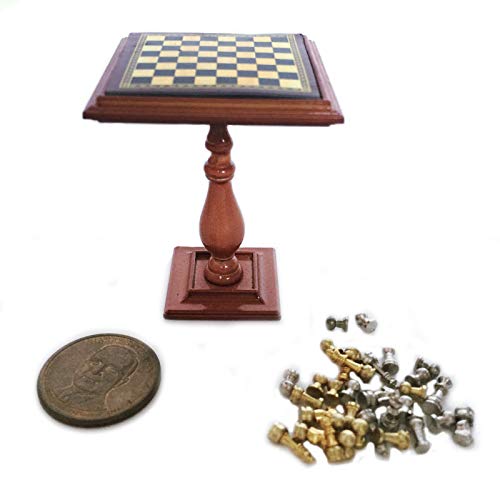 Miniature Chess Set And Table Magnet Chess Pieces 1:12 Dollhouse Accessories #TOP3
