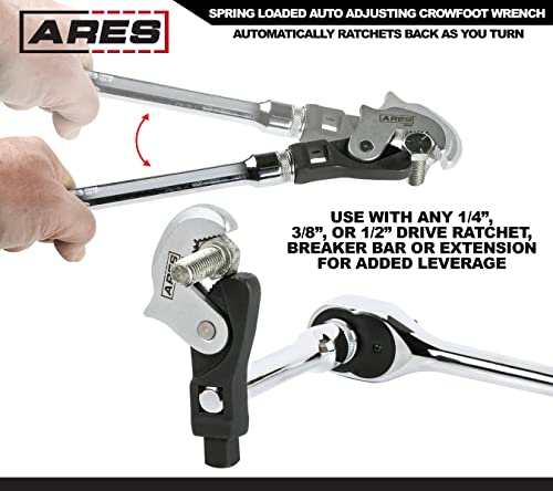 Ares 33009 – 3-Piece Spring Loaded Auto Adjusting Crowfoot Wrench Set – Adjustable Wrench Set With 5 To 32Mm (3/16-Inch To 1 1/4-Inch) Coverage – Male & Female Square Drives For Increased Versatility #TOP4