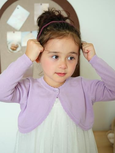 Image of Miipat Toddler Girls Cardigan Long Sleeve Bolero Shrug Kids Knit Sweater Cover Up Button Closure Cropped Tops