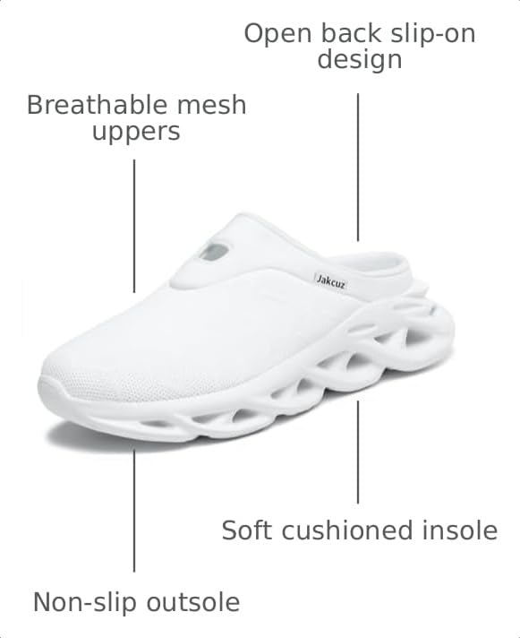 Image of Jakcuz Men Slip On Mules Lightweight Open Back Sneakers Breathable Walking Shoes
