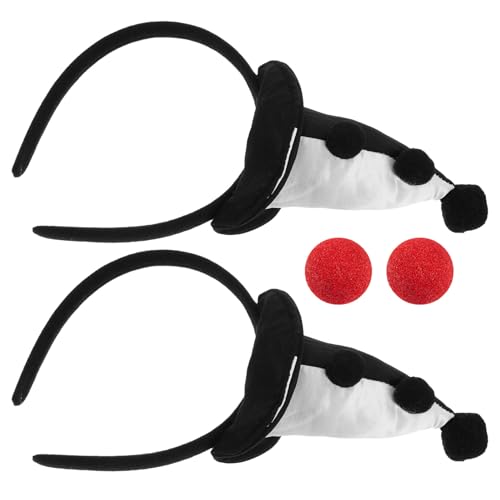 Gadpiparty 4Pcs Clown Hat Headband Set with Black White Plus