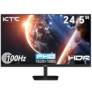 KTC Monitor de computadora FHD 100Hz IPS de 24.5 pulgadas, monitor de juegos de PC 1080P, sincronización adaptativa, luz azul baja, HDR, montaje VESA con HDMI VGA para oficina en casa, H25B7