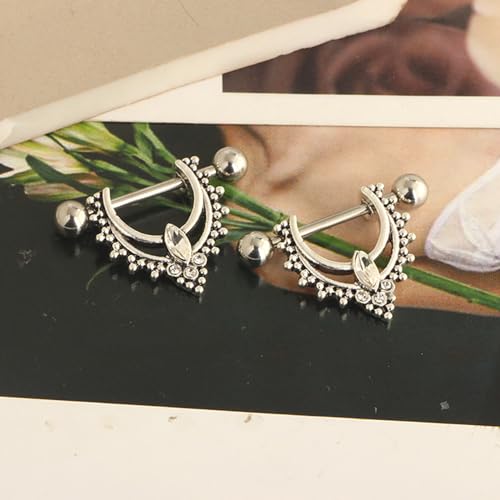 Niaspi Anéis de mamilo de aço cirúrgico CZ transparente 14G para mulheres mamilos de cristal cintila