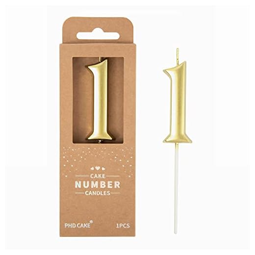 PHD CAKE 2.76 Inch Elegant Gold 1 Number Birthday Candles, Gold Number Candles, Cake Number Candles, Party Celebration