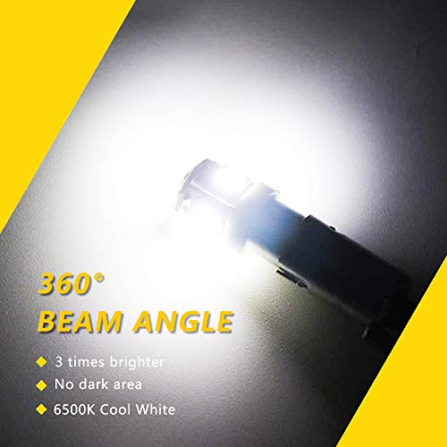 Qoope 20-Pack Ba9S Led Bulb White, 53 57 T11 T4W 64111 Led Bulb 12V 5Smd 5050 For Car Interior Dome Map License Plate Courtesy Step Glove Box Light #TOP6