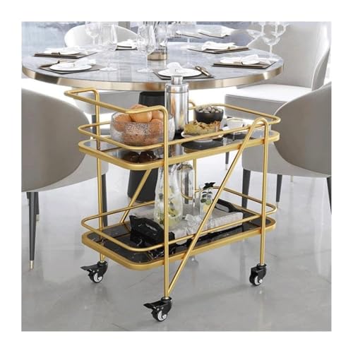 Carro de Cocina Carrito De 2 Niveles Con Ruedas, Carrito De Metal Para Servir Bebidas, Carrito De Almacenamiento De Cocina De Mármol, Carrito De Almacenamiento Para El Hogar Y El Hotel Carro Cocina co