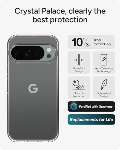 Image of ZAGG Crystal Palace Lite Google Pixel 10 Pro XL Case - Crystal Clear, Ultra-Slim, 10ft Drop Protection, Graphene Strength, Anti-Yellowing, Wireless Charging Compatible, Clear