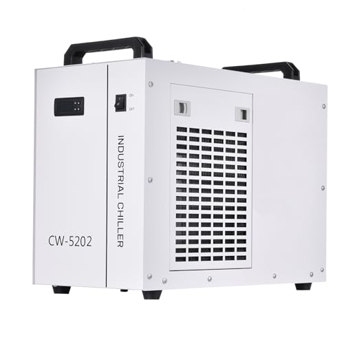 7L Industrial Water Chiller, Cw5200/Cw5202 Water Cooling System with Viewing Window, Water Cooling System with 2 Inlets, Outlets, Maximum Flows Rate 10l-20l/Min for 80w-180w Engraving Machine