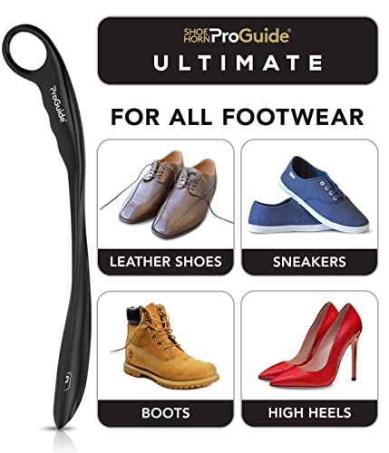 Professional Long Handled Shoe Horn | 17 Inch Solid Metal Shoehorn For Seniors, Men, Women | Unbreakable, Unbendable, Unbelievable (Black) #TOP2