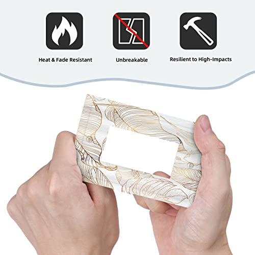 White Gold Tropical Palm Leaves Banana Leaf 1 Gang Decora Light Switch Cover Decorative Single Rocker Wall Plate Electrical Gfci Faceplate Outlet Covers Switchplate For Bathroom Home Decor #TOP5