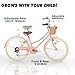 Glerc 24 Inch Beach Cruiser Bike, 6-Speed Hybrid City Bicycle for Girls Youth and Over 6 Years Old, Missy Bike with Wicker Basket & Lightweight, Peach