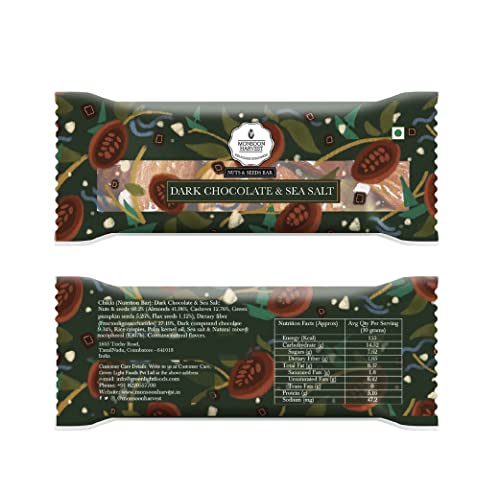 Wingreens Harvest Nuts & Seeds Energy Bars - Dark Chocolate & Sea Salt - 180 g (Pack of 6 x 30g), Almonds, cashews, pumpkin seeds & Dry Fruit, Healthy Protein Snack Bars, All Natural, Plant Based