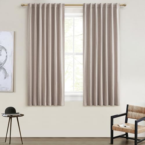 QJmydeco Small Blackout Kitchen Curtains 45 Inch Length, Rustic Farmhouse