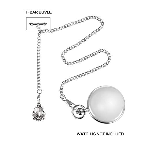Montre de poche avec chaîne Albert de style antique et pendentif bouclier - 6