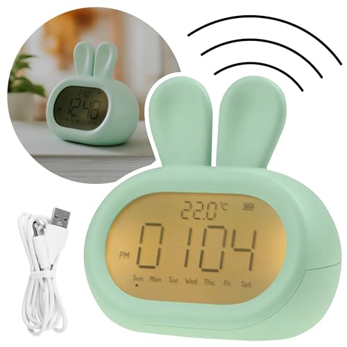 Reloj de habitación infantil con forma de conejo y cable USB verde 3