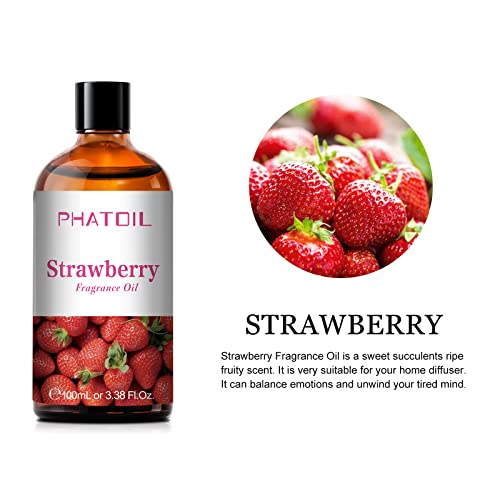 Phatoil 3.38Fl.oz Strawberry Fragrance Oils For Aromatherapy, Essential Oils For Diffusers For Home, Perfect For Diffuser, Yoga, Skin Care, Diy Candle And Soap Making - 100Ml #TOP2