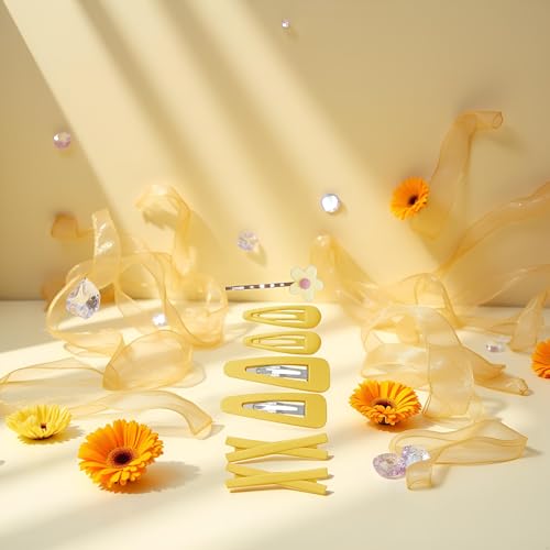 7 Piezas Clips y Pinzas para Cabello Mujer y Niña con Flores Amarillas Decorativas Acabado Dorado Elegante miniatura 3