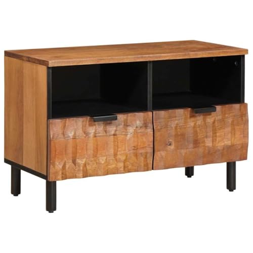 vidaXL Mueble de TV Acabado de Acacia Marrón 70 x 33,5 x 46 cm, Gabinete de TV Moderno, Almacenamiento Rectangular de Mango para la Sala, Unidad Multimedia Funcional y Centro de Entretenimiento Conte