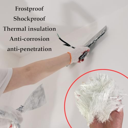 GSYUWIH 4.4 Lb Fiberglass for Concrete Mix,Concrete Fiber Reinforcement Glass Fibers,3/4\'\' (19 mm) Fiberglass White Mortar Mix for Crack Resistance in Concretes Construction Walls Gardens Floors