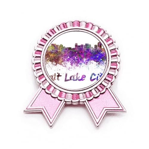 Broche aquarelle Salt Lake City Amecity Rose en métal taille M pour veste